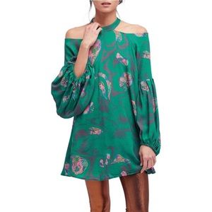 Free People Green and Pink Off-Shoulder Tunic